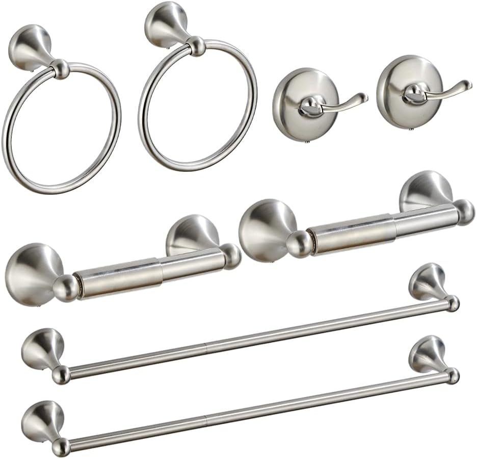 8 Piece Bathroom Accessory Set(Adjustable Towel Bar, Towel Ring, Toilet Paper Holder,Towel Robe Hook), Wall Mounted Bathroom Hardware Accessories Set,Oil Rubbed Bronze