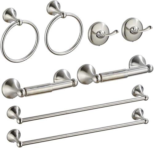 Juego de accesorios de baño de 8 piezas (barra de toalla ajustable, anillo de toalla, soporte de papel higiénico, gancho para toalla), accesorios de