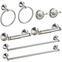 8 Piece Bathroom Accessory SetAdjustable Towel Bar, Towel Ring, Toilet Paper Holder,Towel Hook, Wall Mounted Bathroom Hardware Accessories Set,Brushed Nickel