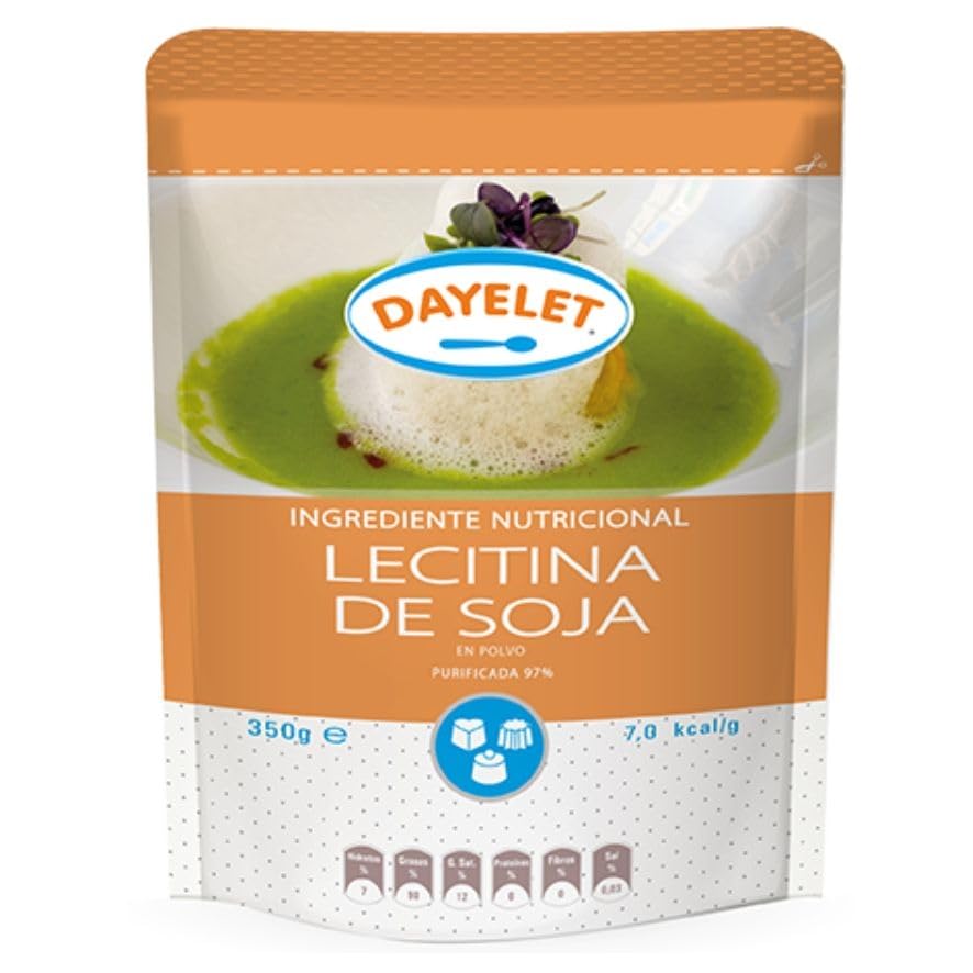 Lecitina de Soja en Polvo Sin Gluten 350g Sin azucar añadida Sin gluten Sin huevo Sin lactosa