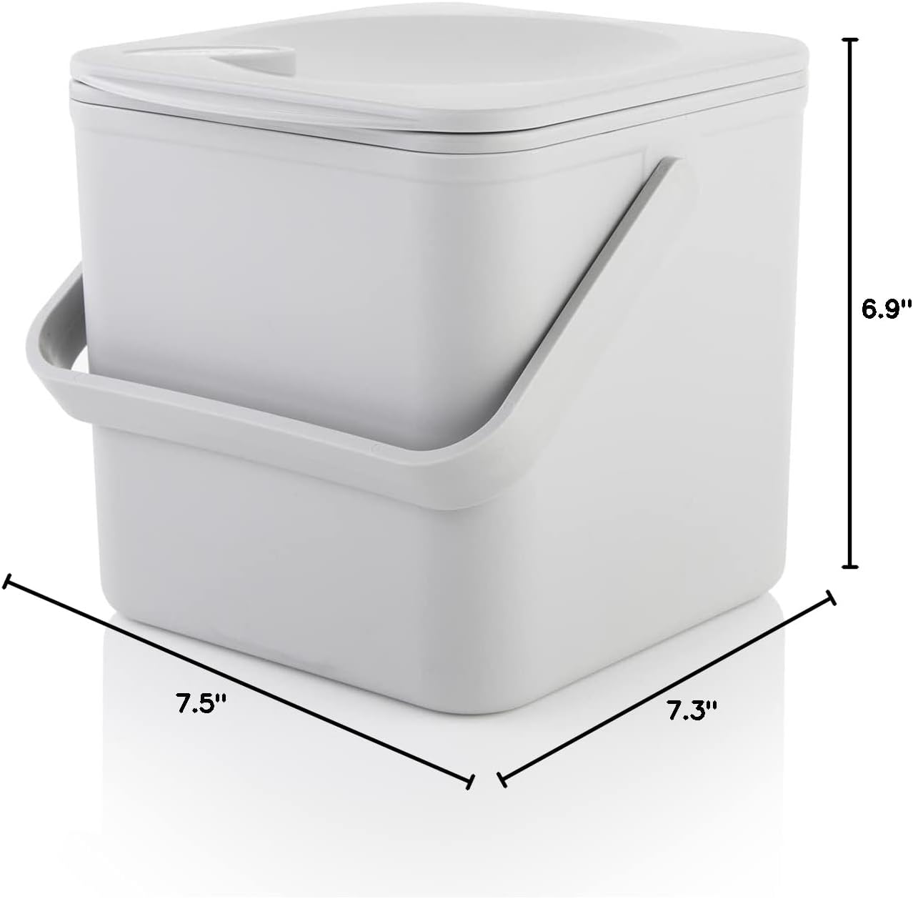 Minky Homecare Kitchen Compost Bin – Countertop Food Waste Caddy with Easy Wipe Clean Interior – Made in The UK - 3.5L (0.9 gal.) (Light Grey)