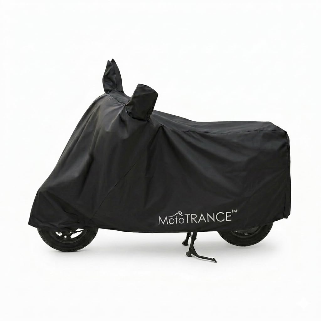 MoTotrance Black Water Resistant Bike Cover for Classic Desert Storm | 99.9% Water Resistant & Dustproof | Mirror Pockets | Anti Scratch | Interlock Stitching | Buckle Belt | Two Wheeler Cover-image-44