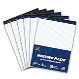 Woodlake Grafikpapierblock, 21,6 x 28,9 cm, kariertes Notizbuch, 10,2 x 10,2 cm, kariertes Rasterpapier, 50 Blatt pro Block, 6 Stück, mikroperforiertes Grafikpapier für Mathematik, hergestellt in den