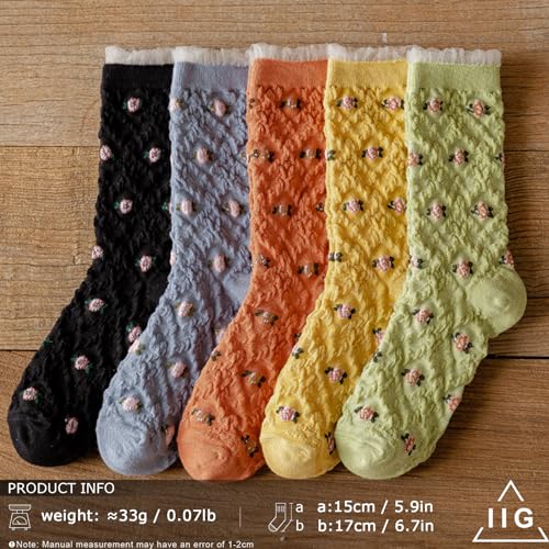 Image of IIG Womens Novelty Cotton Crew Socks Cute Animals Socks Fun Flower Socks (fit women's shoe size 5-9)