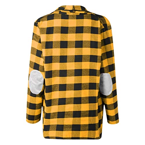 SHOPESSA Flannel Plaid Shirt Women Lightweight Long Sleeve Cardigan Soft Drape Open Front Fall Dusters Loose Outwear3