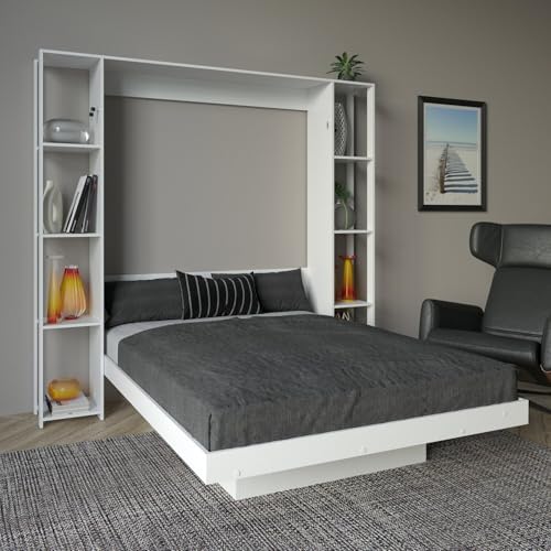 Cama Articulada de Casal com 8 Prateleiras e 2 Nichos 209,9x198,5cm Cm8040 Branco