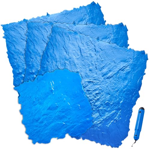 VEVOR Concrete Stamps Mat, 36 x 36 in & 18 x 18 in, 4 pcs Concrete Texturing Skin Polyurethane Stamp Stone Tile Texture Mat, Slate floor Imprint Seamless Stamp Concrete Molds for Outdoor Decorative