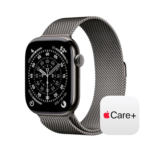 Image of Apple Watch Series 11 [GPS + Cellular 46mm] Smartwatch with Slate Titanium Case with Slate Milanese Loop - M /L. Sleep Score, Fitness Tracker, Health Monitoring with AppleCare+ (2 Years)