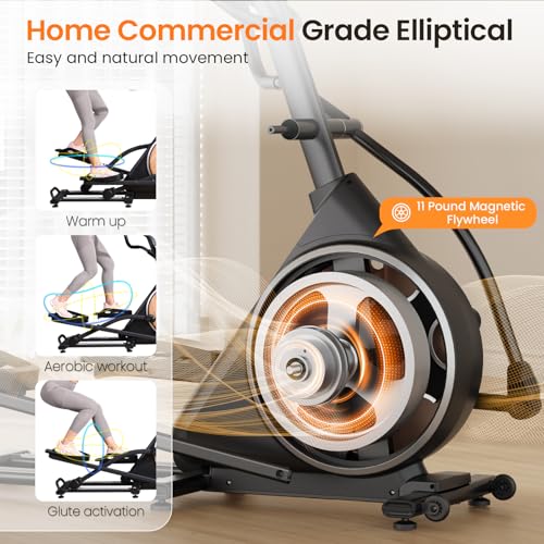 FEIERDUN Elliptical Machine,Total Body Fitness Cross Trainer for Home Use, Cardio Training Elliptical Trainers with Hyper-Quiet Electromagnetic Front Driving System, 32 Resistance Levels, 20IN Stride - Image 4