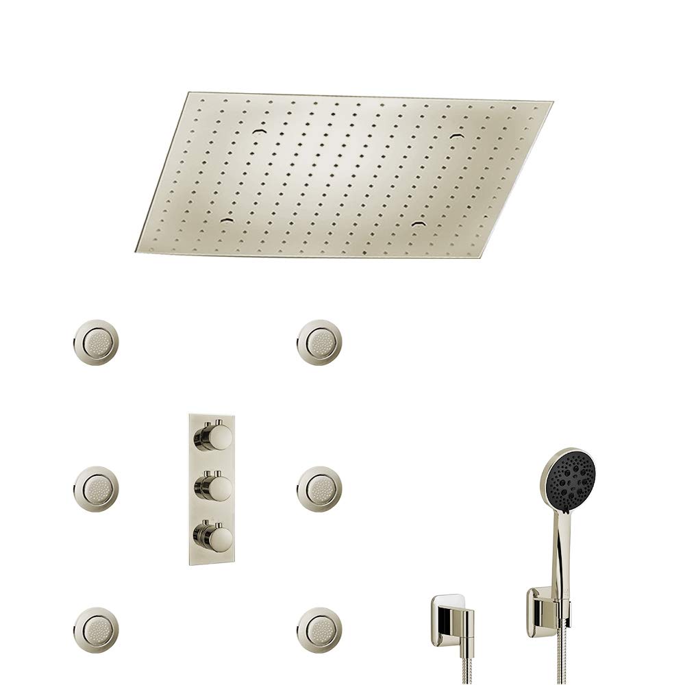 Fontana Sofia Large Ceiling Rain Shower Head Set With Shower Body Sprays And Hand Shower (Square, 40x20-2