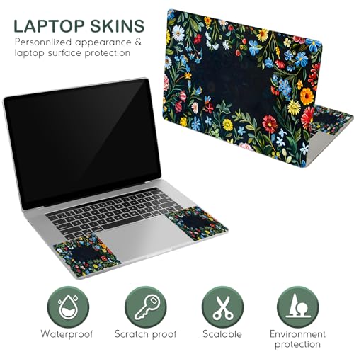 Image of DINKY 11.6 13 13.3 14 15 15.6 inches Netbook Laptop Skin Sticker Reusable Protector Cover Case for Laptop Notebook Art Decorative, Blue and Red Flowers