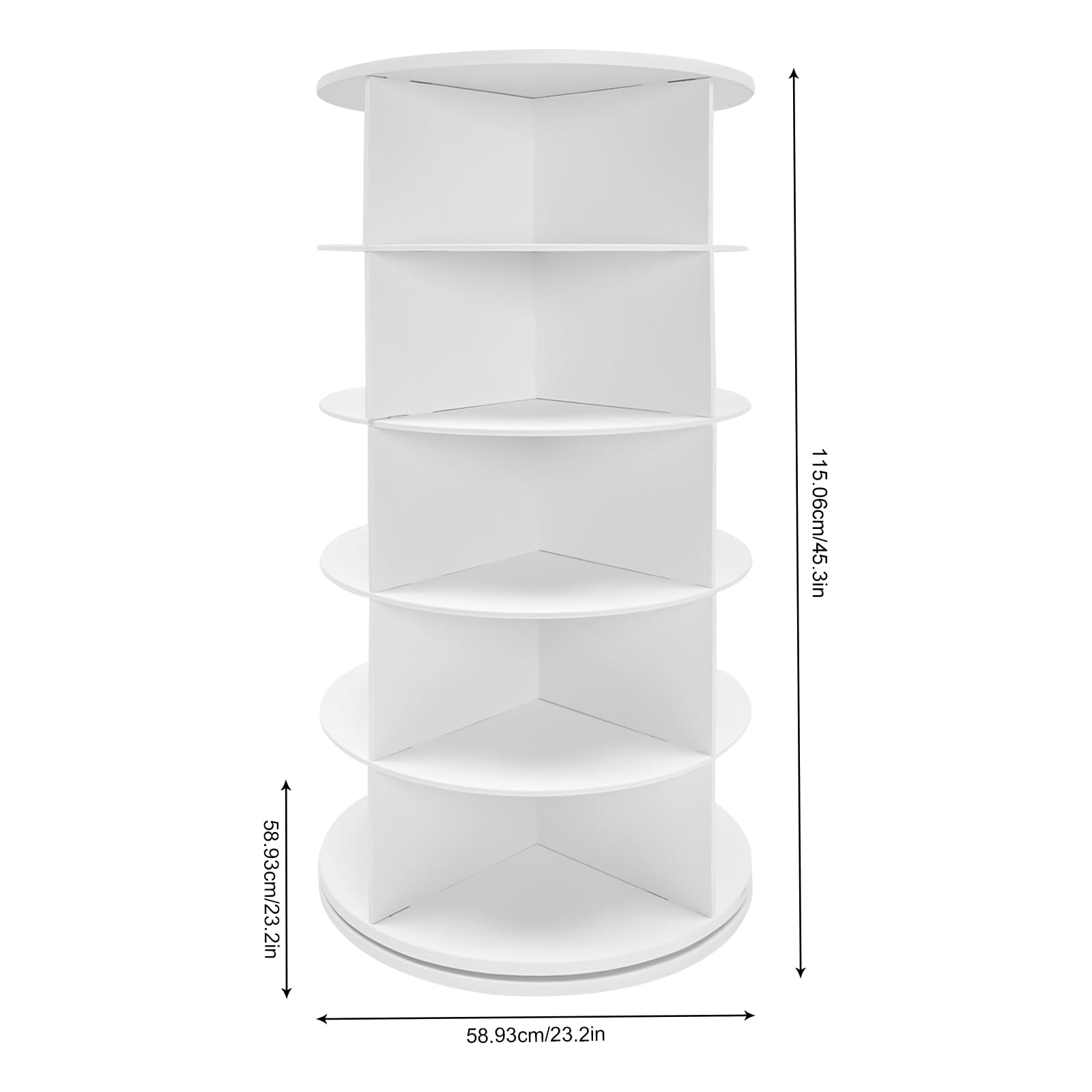 Eapmic Rotating Shoe Rack Tower, 5-Tier Free Standing Spinning Shoe Organizer 360° Revolving Shoe Rack,Multifunctional Space-Saving Entryway Cabinet for Shoes, Books (Round,5 Layer,White,PVC)