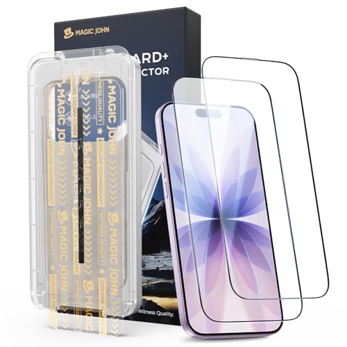 Image of MAGIC JOHN 3rd Gen Upgraded 2 Pack for iPhone 17 Screen Protector 6.3 Inch, HD Clear, (No Pro) Shatterproof Tempered Film, Auto Dust-Elimination, Bubble Free, Easy Installation