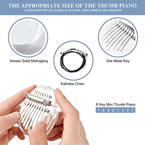 image for VIVP 8 Keys Mini Kalimba Thumb Piano Crystal Clear Acrylic Finger Pian