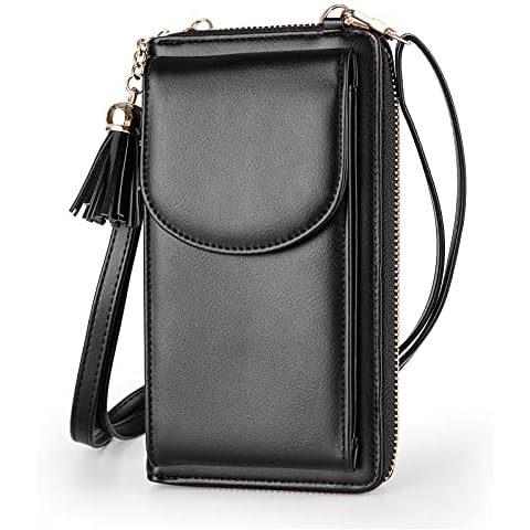 Womens Crossbody Bag Big Tassels Small Phone Purse Shoulder Bag Leather Travel RFID Card Wallet Case Baggap Handbag Clutch Cover