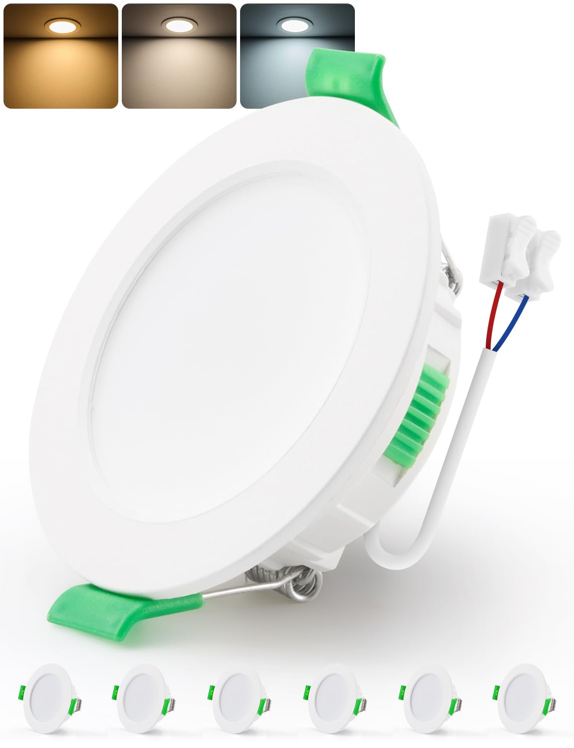 BOJIM 6er Set Einbaustrahler LED 55mm - 68mm Lochmaß, LED Spots 230V Flach für Bad, Deckenspots 4W, IP44 Wasserdicht, Warmweiß Neutralweiß Kaltweiß, Einbauleuchten für Küche Wohnzimmer