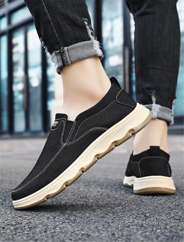 Mens Casual Slip On Shoes - Comfortable Canvas Loafers - Lightweight Boat Shoes for House Outdoor Driving Travel3