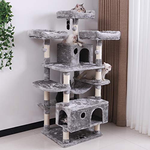 image for BEWISHOME Large Cat Tree Condo with Sisal Scratching Posts Perches Hou