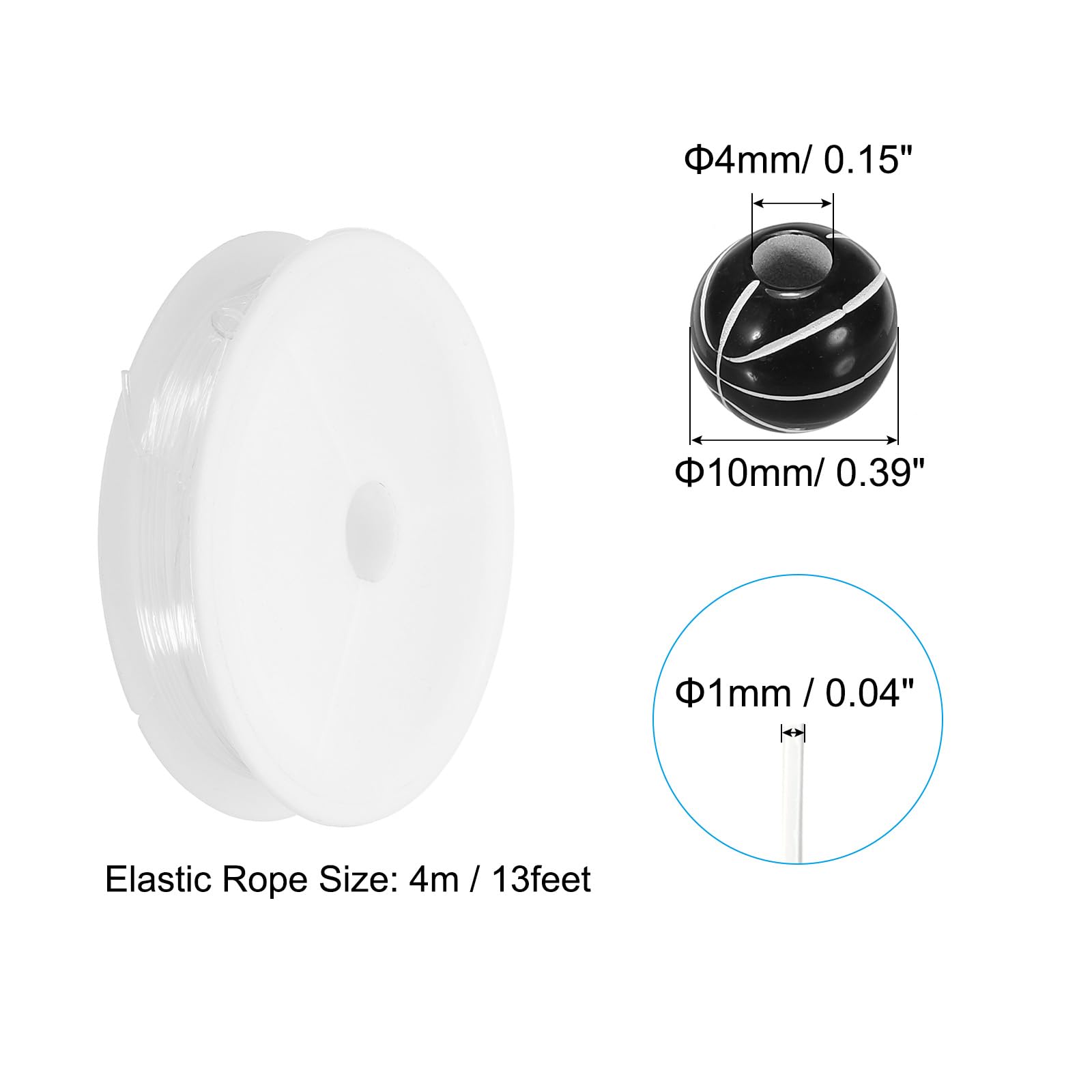 PATIKIL 10mm Acrylic Basketball Beads Bulk 100 Pack Sports Ball Beads Round Sports Spacer Beads with 4.4 Yard Elastic Rope for DIY Crafts Bracelet Necklace Making Black - Image 2