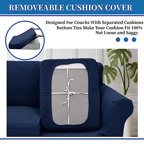 XINEAGE 2025 New 3 Pieces Couch Covers for 2 Cushion Sofa Super Stretch Loveseat Slipcover Pet Dog Universal Slip Cover Anti Slip Love Seat Furniture Protector (Navy Blue, 55"-69")