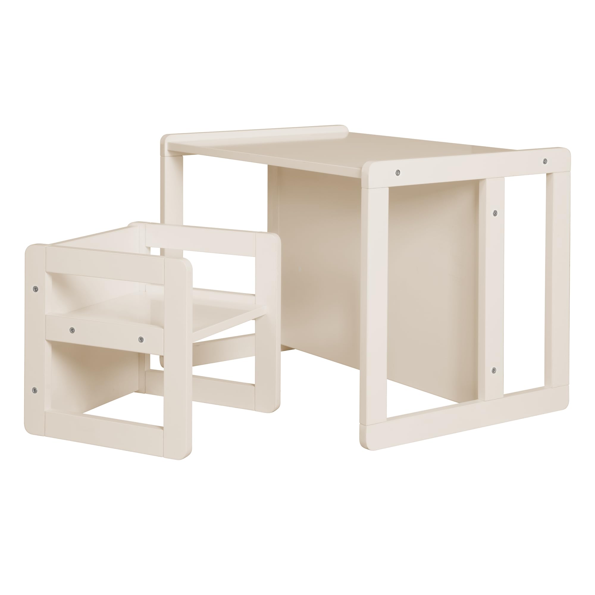 roba Ensemble Table et Chaise Réversibles pour Enfants - 3 Hauteurs d'Assise - Table Convertible en Banc – 9 Mois à 10 Ans - Bois Laqué Beige