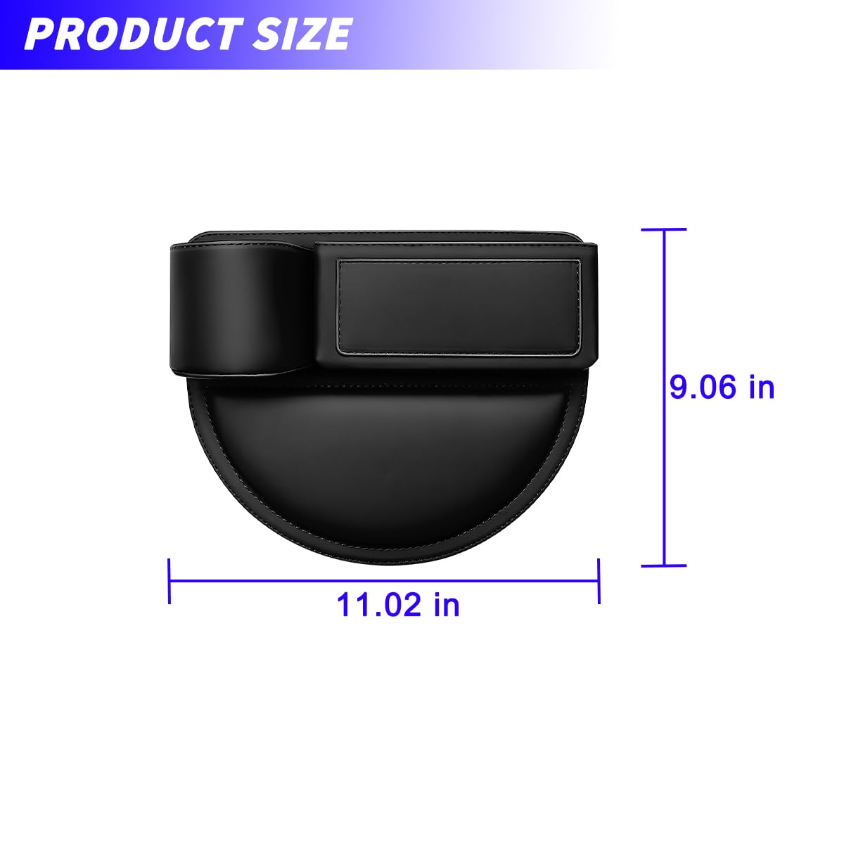 KHGUZ Leather Car Seat Gap Filler Organizer, Adjustable Vehicle Side Gap Storage Box, Auto Front Seat Crevice Catcher for Phones, Glasses, Keys, Universal for SUV, Sedan, Truck (Black)