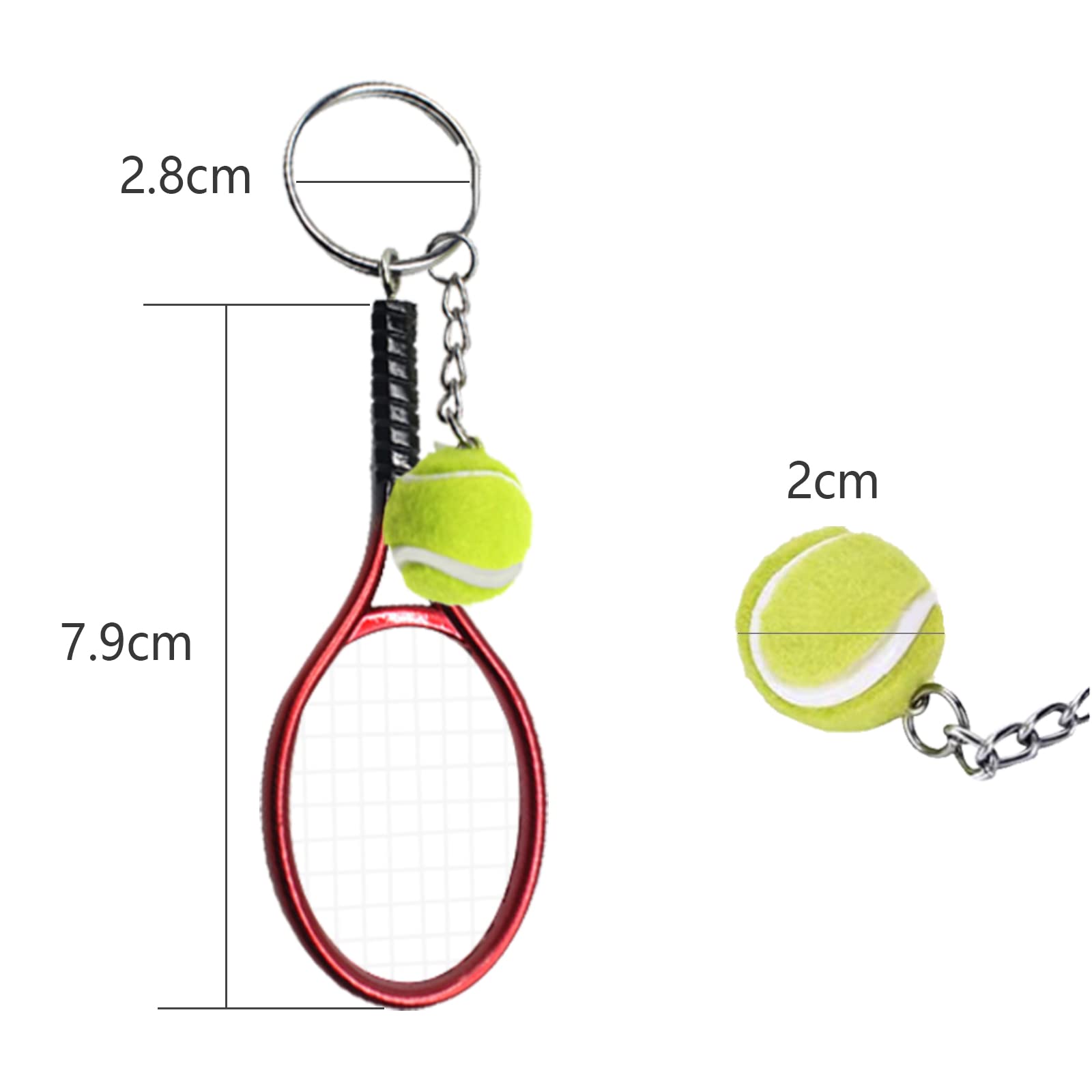 Portachiavi Mini in Metallo Racchetta da Tennis Palla da Tennis Regalo Sport
