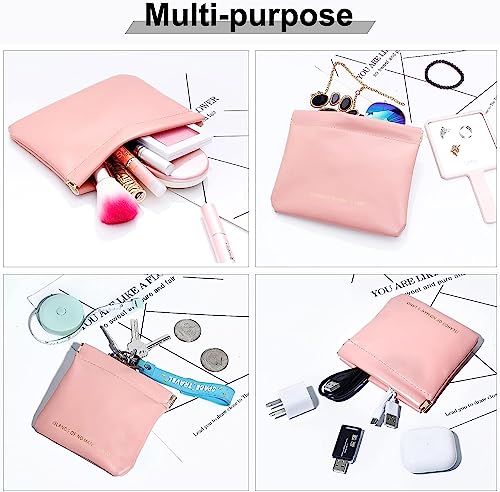 Image of House of Quirk Cosmetic Bag for Women Makeup Bag for Purse Travel Makeup Organizer Bag Waterproof Makeup Pouch with Sunglasses Case (Pack of 3, Pink)
