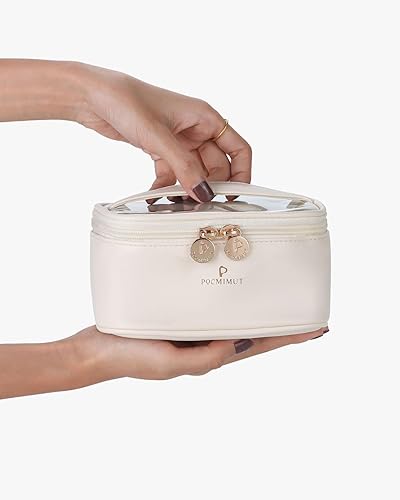 Miniatura 2 de Pocmimut Bolsa de maquillaje transparente, bolsa de cosméticos de piel sintética, bolsa de maquillaje, accesorios de automóvil, organizador de