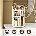 HEMTROY Makeup Organizer 360 rotating, Adjustable Skincare Organizers with Brush Holder, Cosmetics Display Cases for Vanity Bathroom Countertop Large Capacity Carousel Make up Caddy Shelf (White)