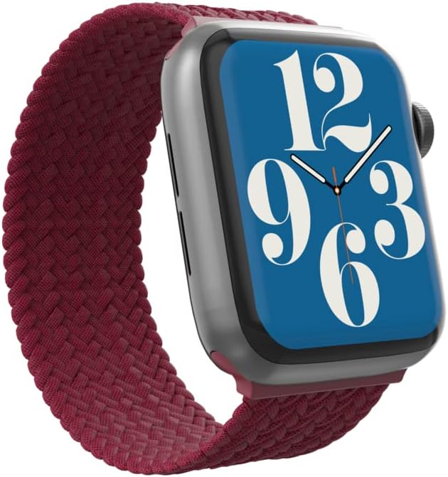 ZAGG Gear4 Braided Stretchy Solo Loop Band – MD – Wine - Compatible with Apple Watch 38mm 40 mm 41mm, Elastic Strap Wristbands for iWatch Series 7/6/SE/5/4/3/2/1, Wine Red, Medium (705009497) 38mm/40mm/41mm Medium Wine Red