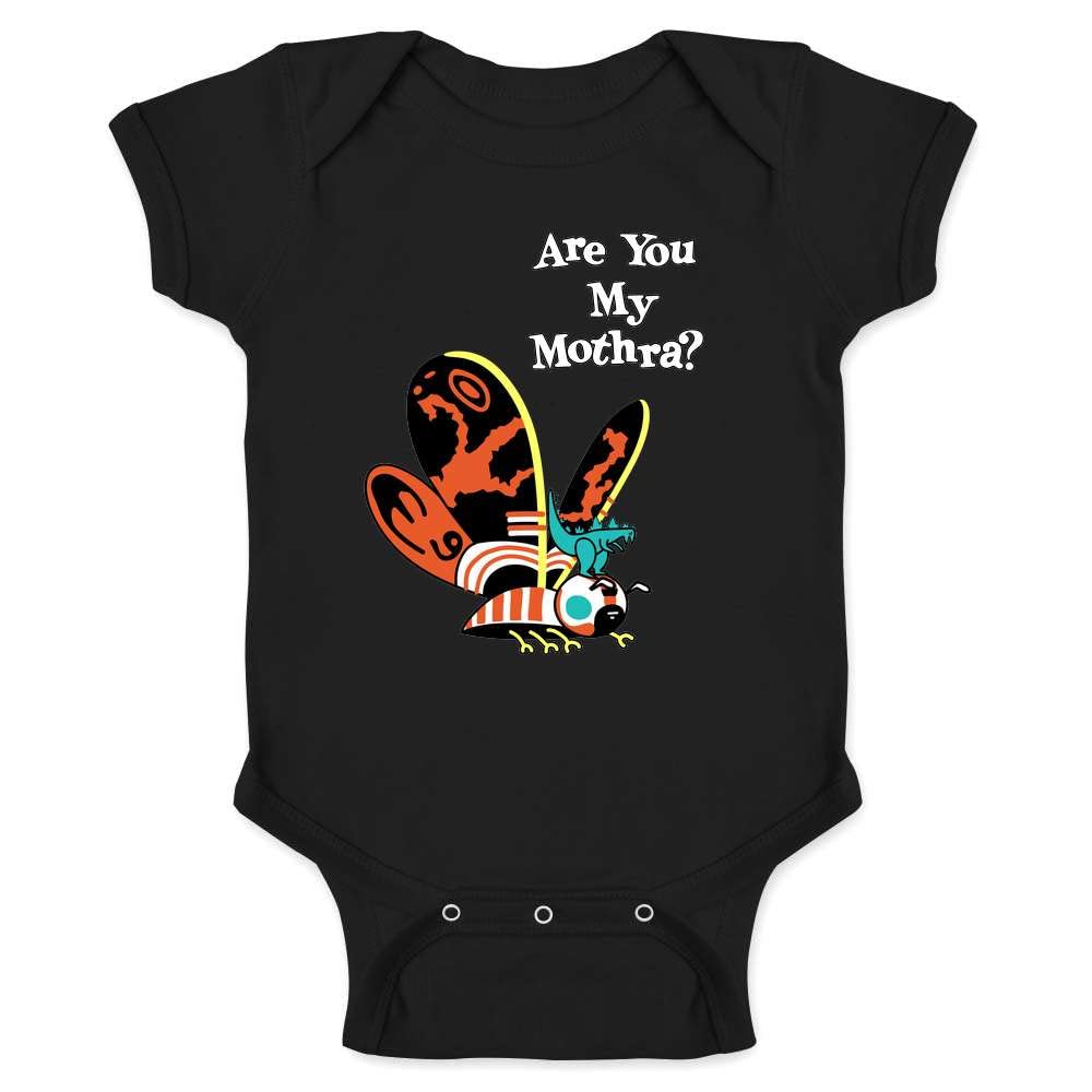 Mothra Funny Parody Kaiju Infant Bodysuit Baby Clothes Girl Boy Outfit Gift Black 6M