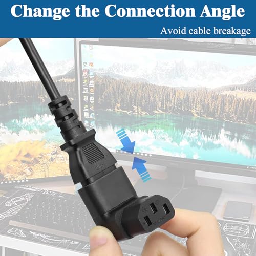 MejaRizon 2 Pack 90 Degrees Down, IEC 320 C14 to C13, Angled IEC Power Adapter, 3 Pin 250V 10A Angled Power Cable, C13 to C14 Plug for PDU, UPS, Computers and HDTV - Image 4