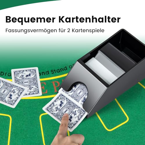 DREAMADE Pokerkoffer mit 300 Laser Poker Chips/ 2 Pokerkarten Set/Kartenmischer/Kartengeber/Spielmatte/ 5 Würfel/ 3 Dealer-Buttons, Poker Komplett Set Pokerset Profi Texas Hold'em (300 Chips) – Bild 6