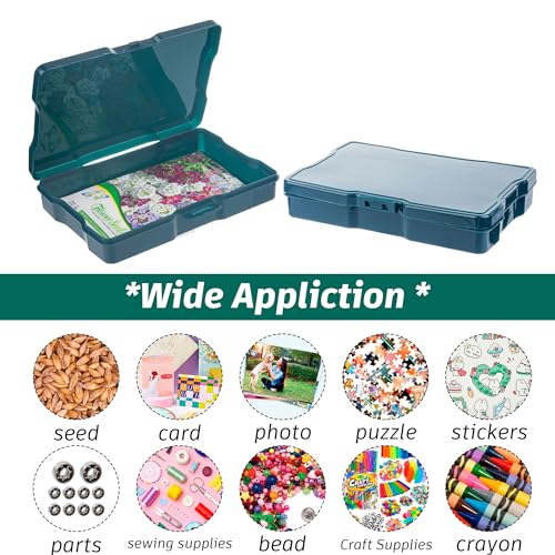 Image of Dark Green Seed Storage Box With 16 inner 4x6 inch small boxes, Portable tool storage box for fishing,Seed Packet Storing (DarkGreen)