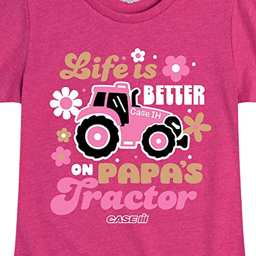 Case IH - Life is Better Papas Tractor - Toddler Girls Short Sleeve Graphic T-Shirt3