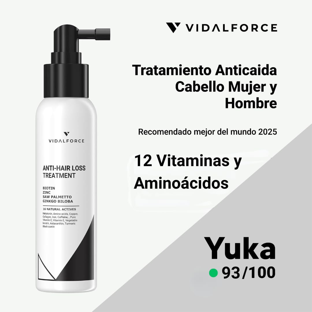 Serum Anti-Caída 125ml con Biotina, Colágeno, Zinc, Ginkgo, Saw Palmetto, Cafeína y 12 Vitaminas