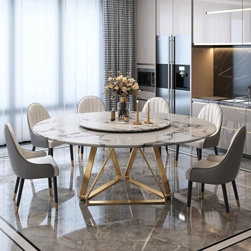 Zativa Mesa de comedor de mármol nórdica, moderna mesa de comedor simple, mesa de discusión, redonda, con mesa de comedor giratoria (tamaño: S:120 x 75 cm)