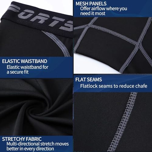 Sillictor Mens Compression Leggings Quick Dry Gym Running Tights Mens UPF 50+ Sports Base Layer Leggings for Hiking Football Basketball Ski,High Wicking Muscle Support Odor Control - Image 6