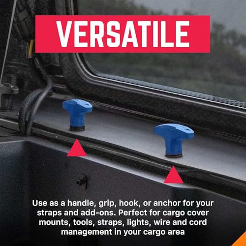 Image of GPCA Quick Release Tie Down GP Anchor PRO w /Nut, Wrangler JK 2007-2018 | T-Handle, Jeep JK Hardtop Bolts & Cargo Hooks, M8 25mm Thumbscrew, Jeep Wrangler Accessories (6PC, Blue)
