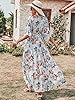 ANRABESS Womens 1/2 Sleeve Beach Wedding Guest Maxi Dresses 2025 Fall Wrap V Neck Boho Floral Flowy Slit Long Summer Dresses White Flor Medium #4