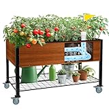 The Home Cult Raised Garden Bed with Legs and Wheels, Self-Watering Planter Box, 48x24x30 in Elevated Raised Bed with Drainage Hole, Built to Withstand Sun, Rain, and Wind for Up to 2 Years