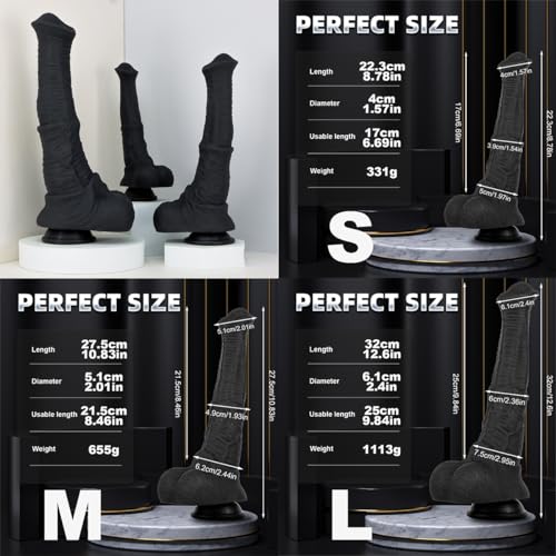 Seckoe Horse Dildo Realistischer Dildo Animal Analdildo Monster Analplug, Riesen Größe mit Starkem Saugnapf, Flexibles Sexspielzeug mit Pferde Großem Penis, Männer Frauen Masturbieren Sextoy. (M) – Bild 3