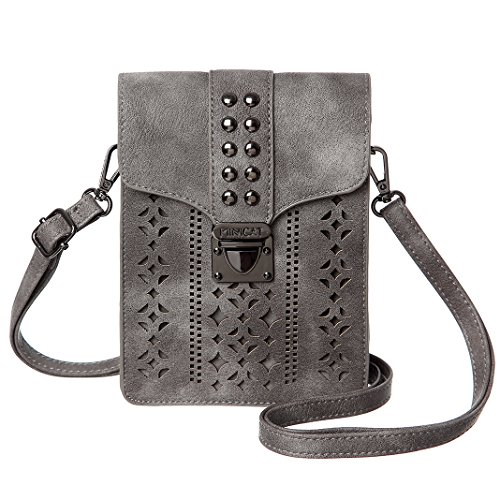MINICAT Women RFID Blocking Small Crossbody Bags Cell Phone Purse Wallet With Credit Card Slots(Grey-Thicker)
