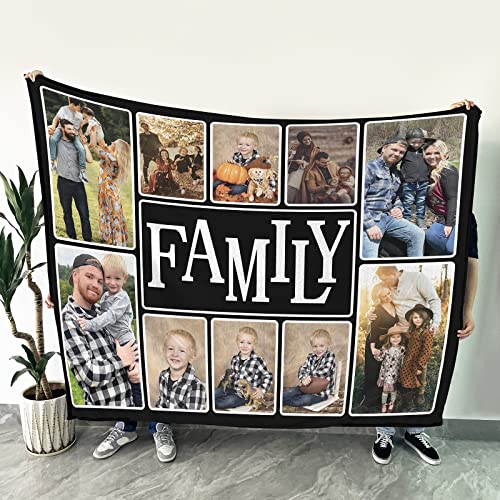 MMAOLP Custom Blanket with Photos Personalized Throw Blanket Customized Picture Blanket for Family Baby Mother Father Adult Friends Lovers Dog Pets on Birthday Halloween Christmas (10 Photo Collages)