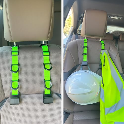 Image of Car Headrest Hooks, Backseat Storage Organizer Hangers, Universal Vehicle Seat Back Hooks, 4 Pack (brightgreen)