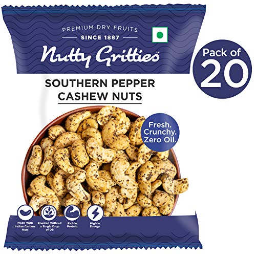 Image of Nutty Gritties Salted Cashews Nuts, Roasted Pepper (21g (Pack of 20))