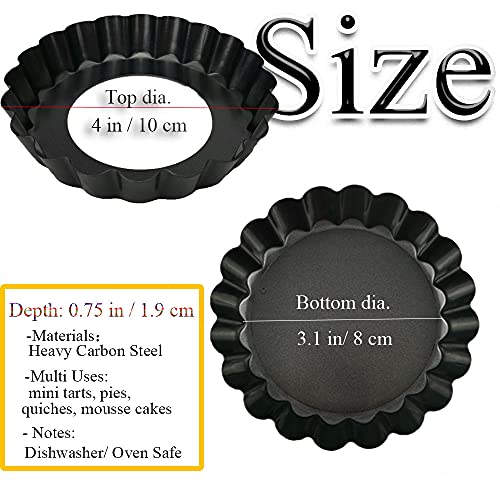 Kuayb 7Pcs 4 Inch Mini Tart Pans With Removable Bottom Non-Stick Quiche Pans Reusable Fluted Edges Small Tart Molds For Pies, Tartlets, Mousse Cakes, Muffins, Kitchen Baking #TOP2