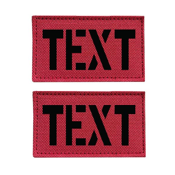 2 Pack CustomCall Sign Laser Cut Patch IR Infrared Reflective Patch Name Tape with Hook Loop(Red)