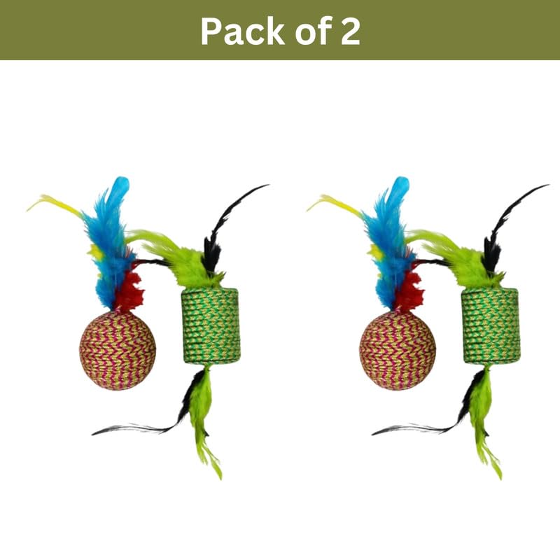 cature-Care-by-Nature-Feather-Cat-Toy-For-Cat-Kitten-Indoor-ExerciseCat-Interactive-Ball-ToysSisal4-Pcs-Color-May-Vary-Design-2